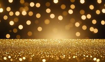 abstract gold background with blur bokeh light, glitter glow magical moment luxury atmosphere on ground stage photo