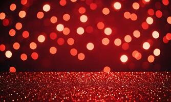 Christmas xmas background red abstract valentine Red glitter bokeh vintage lights photo