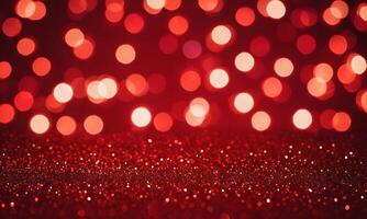 Christmas xmas background red abstract valentine Red glitter bokeh vintage lights photo