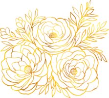 Floral arrangement in a linear style with golden foil effect. png