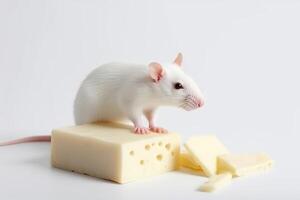 White rat isolate on white background.. photo