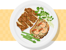 grilled chicken food illustration top view of plate png