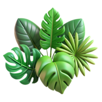 3d Blatt Symbol, glänzend Grün Pflanze Elemente, Digital Flora zum App Schnittstellen, Natur inspiriert Grafik Design zum Netz png