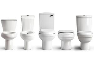 Set of toilet bowls isolated on white background .. photo