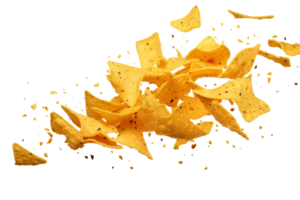 fallen Nachos Chips auf transparent Hintergrund. png