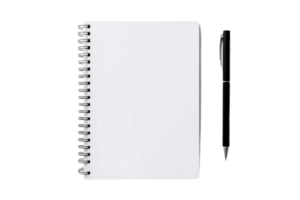 cuaderno y bolígrafo en transparente antecedentes. png