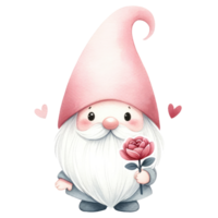 Cute gnome with a pink dress in valentine's day. png