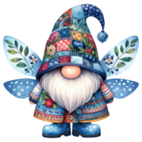 Patchwork Hat Gnome with Blueberries Illustration png