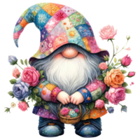 förtrollade trädgård gnome med färgrik rosor. png