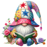 Enchanted Garden Gnome with Colorful Roses. png