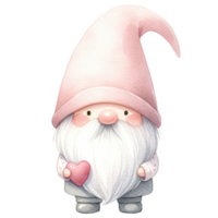 söt gnome med en rosa klänning i hjärtans dag. png
