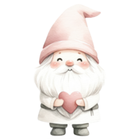 söt gnome med en rosa klänning i hjärtans dag. png
