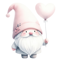 Cute gnome with a pink dress in valentine's day. png