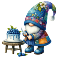 patchwork chapeau gnome avec myrtilles illustration png