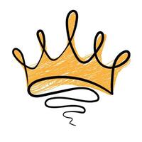 Handdrawn crown in brush stroke texture paint style.Crown doodle icon vector