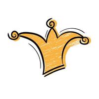 Handdrawn crown in brush stroke texture paint style.Crown doodle icon vector