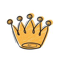 Handdrawn crown in brush stroke texture paint style.Crown doodle icon vector