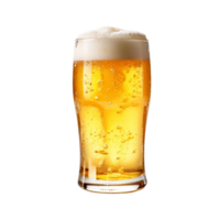 Glass of fresh light cold beer with foam png