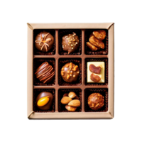Top view box of chocolates png