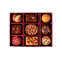 Haut vue boîte de des chocolats png