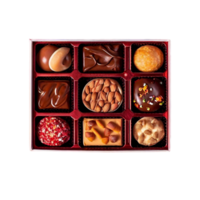 Top view box of chocolates png