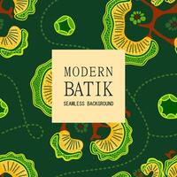 green abstract floral modern batik motif seamless design vector