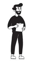 modern young man, employee. drawing in simple linear style, flat vector