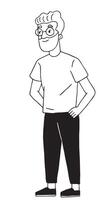 modern young man, employee. drawing in simple linear style, flat vector