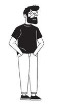 modern young man, employee. drawing in simple linear style, flat vector