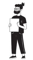 modern young man, employee. drawing in simple linear style, flat vector