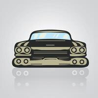 coche iconos, Clásico carros, único iconos, y un coche logo con un plata fondo, ilustración vector