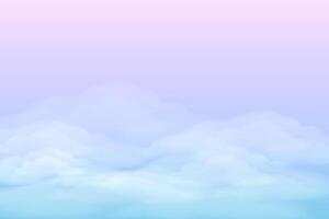 Delicate sky background with fluffy clouds. Fantasy soft background in blue and pink tones vector