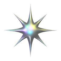 3d metal holographic y2k element - star with glossy chrome effect. Trendy y2k illustration vector