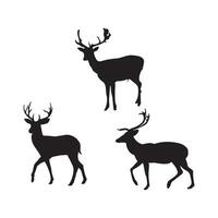 set of deer silhouette vector