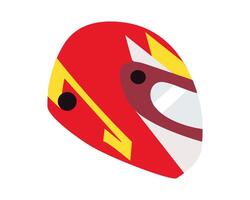 Red racing helmet. Visor. Side view. Protection for motorcycle, car and kart drivers. Security accessory. isolated object. Flat style. illustration. vector