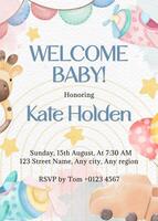 Baby Shower Watercolor Style Greeting Card template