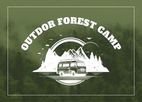 green forest camp postcard template