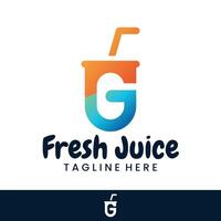 letra gramo, Fresco jugo logo diseño vector