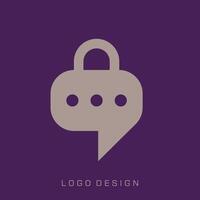 Lock and chat logo design as a symbol of creative ideas vector