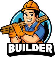 Builder mascot logo illustration vector