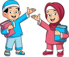muslim cartoon mascot illustration vector