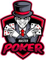 Maestro póker mascota ilustración vector