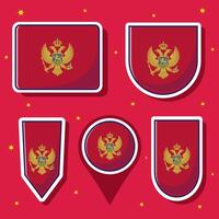 Flat cartoon illustration of Montenegro national flag with many shapes inside vector