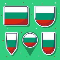 plano dibujos animados ilustración de Bulgaria nacional bandera con muchos formas dentro vector