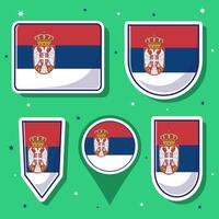 Flat cartoon illustration of Serbia national flag with many shapes inside vector