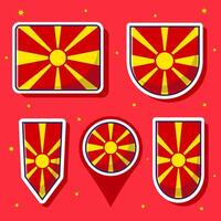 Flat cartoon illustration of North Macedonia national flag with many shapes vector