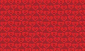 Pet pattern with animal paw, and heart in dark tones, bone and heart, dog, cat vector