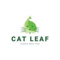 cat leaf logo, this logo is suitable for your business vector