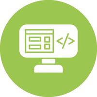 programa codificación glifo multi circulo icono vector