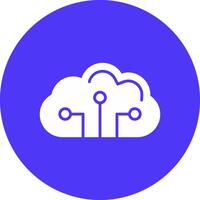 Cloud Circuit Glyph Multi Circle Icon vector